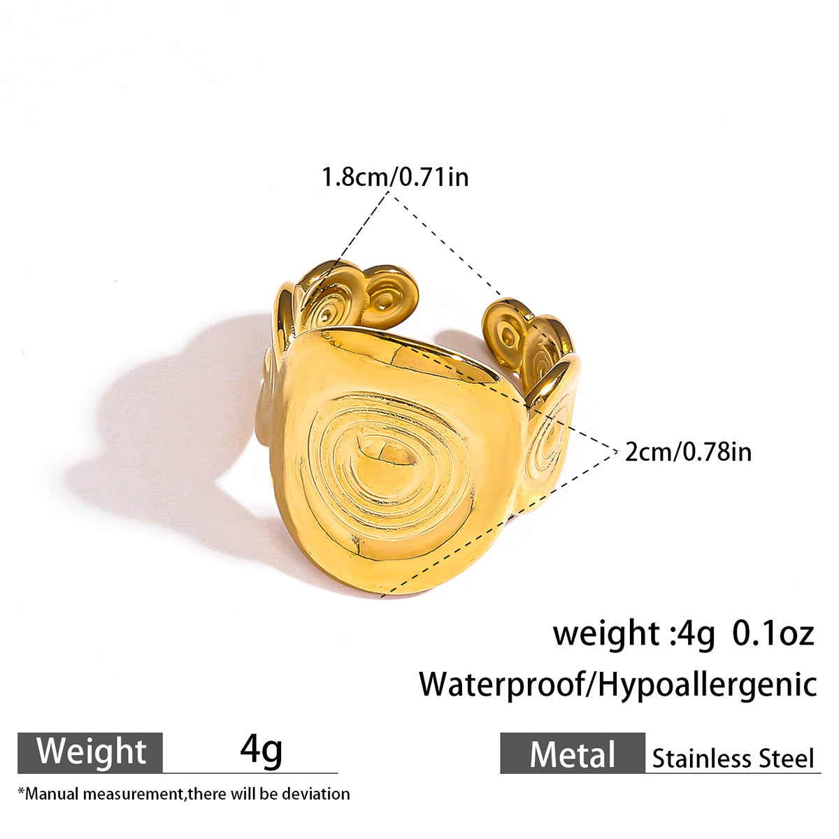 麦芽不锈钢钛钢不掉色戒指ins可调节开口设计指环 欧美手饰品套装