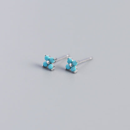 S925 Four-Leaf Flower Stud Earrings