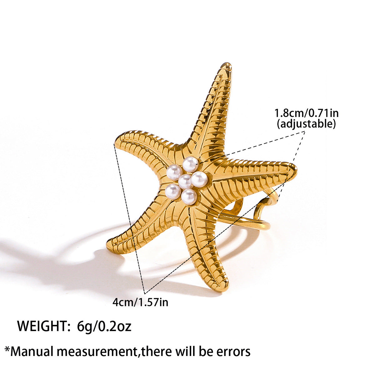 麦芽饰品跨境热销欧美海星戒指ins度假风开口食指戒指环时尚手饰