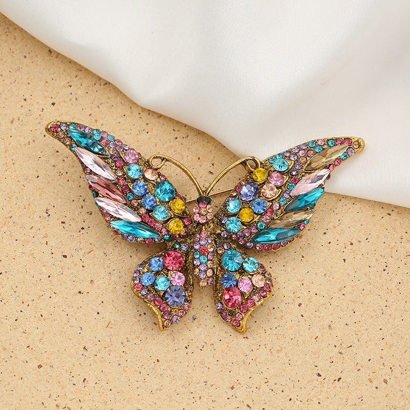 Alloy Butterfly Crystal Brooch