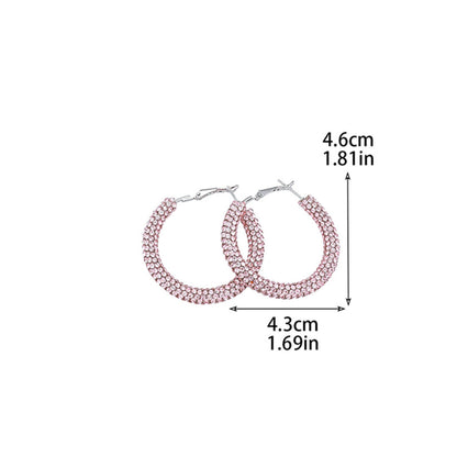 外贸热销 欧美夸张镶钻双排大圈街舞hiphop耳环耳圈 新娘耳饰批发