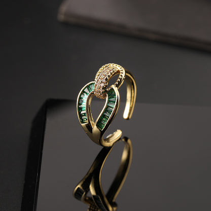 Green CZ Vintage Ring