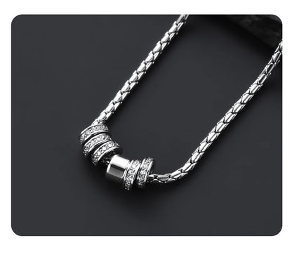 Rhinestone Circle Clavicle Necklace Trendy Brand Stainless Steel Necklace For Men & Women, Couple Style Fashionable & Versatile