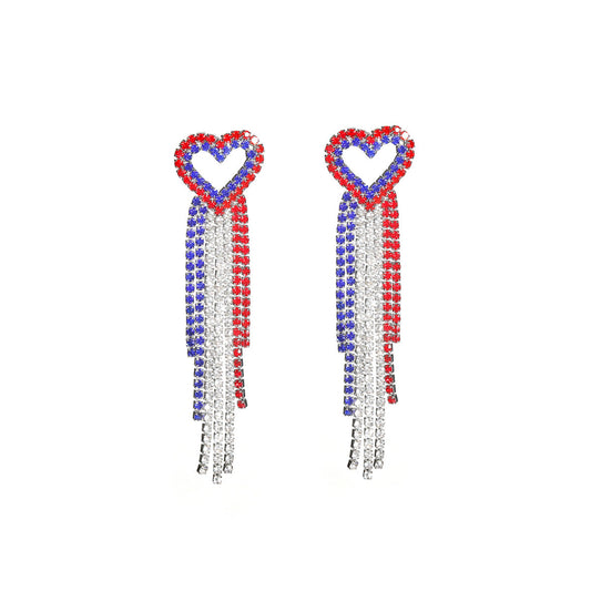 Rhinestone Heart Stud Earrings