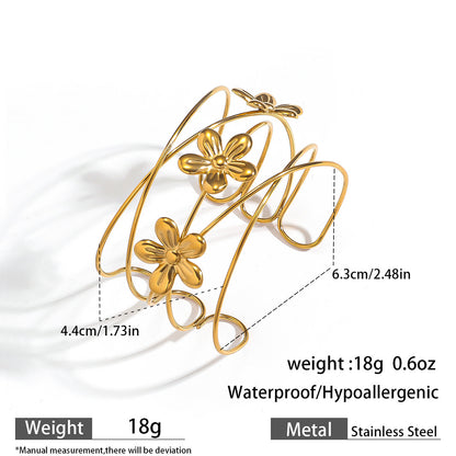 麦芽欧美不锈钢海洋风手镯海星海螺珊瑚花朵手环天然石镯子手饰品