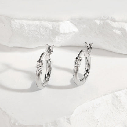S925纯银耳扣 ins风简约时尚圆圈耳环耳圈 个性潮流圆环耳坠饰品