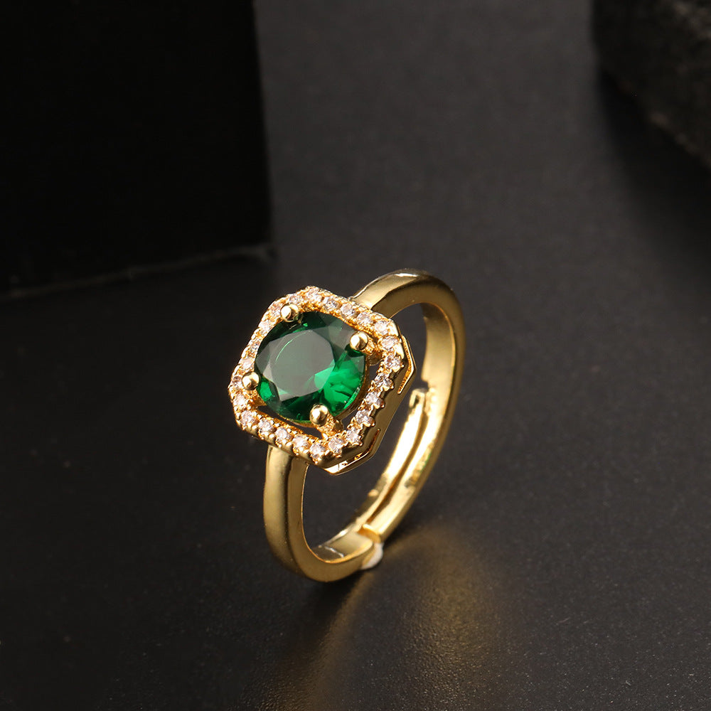 Green CZ Vintage Ring