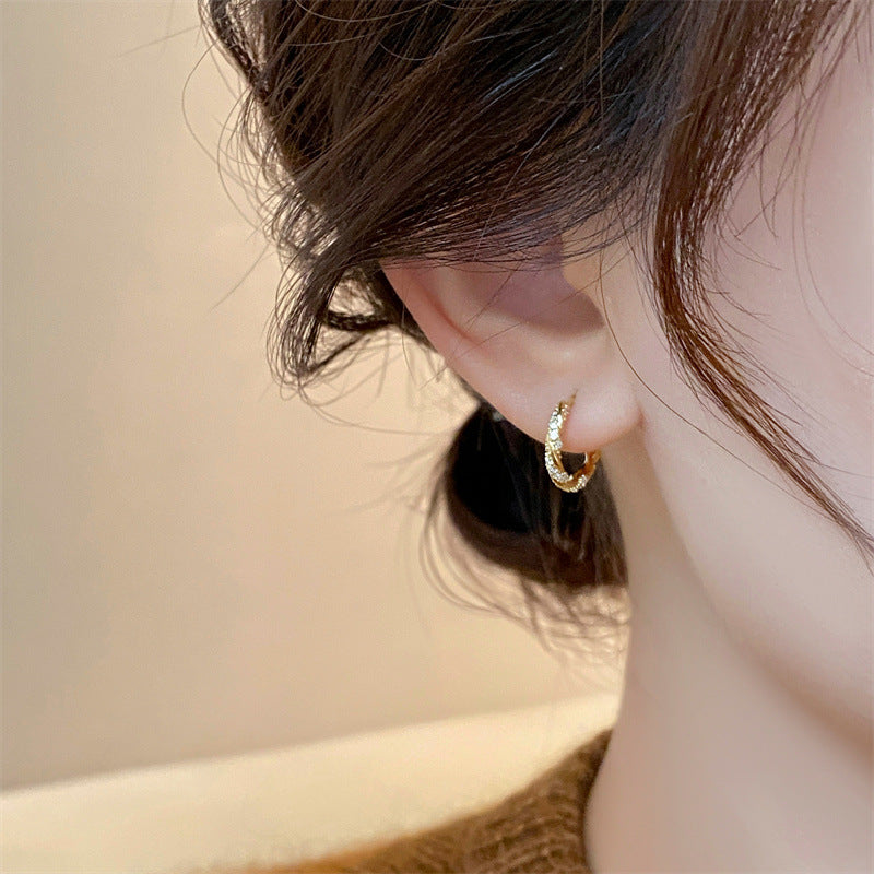 Gold CZ Hoop Earrings