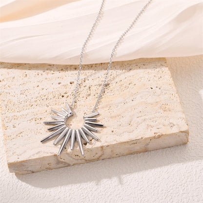 Titanium Steel Sunflower Pendant Necklace