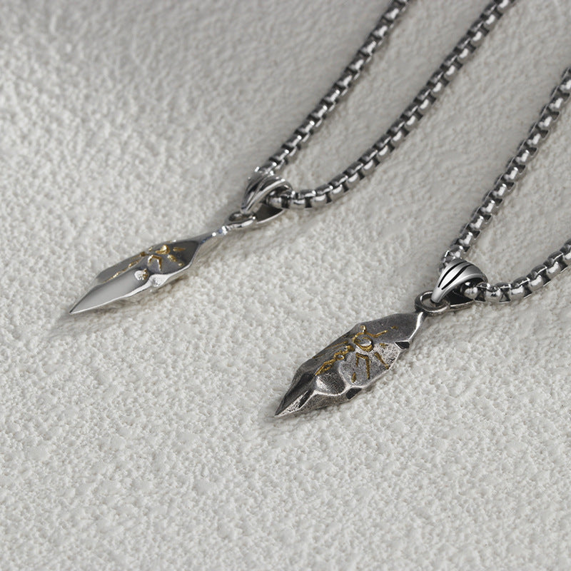 Vintage Wish Stone Necklace, Personalized Meteorite Color-Block Pendant, Hip-Hop Style Sweater Chain Accessory