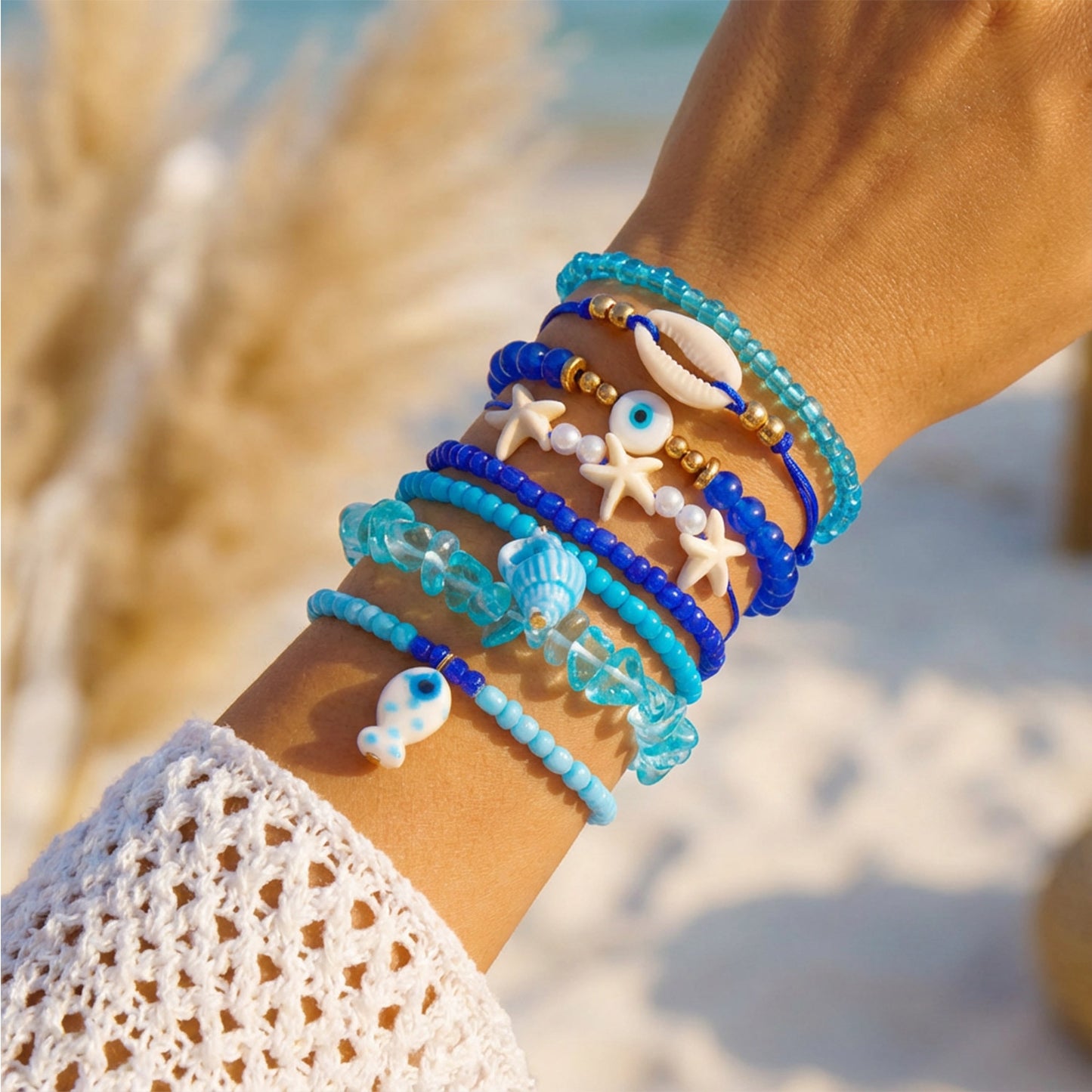 Starfish Shell Bracelet Set
