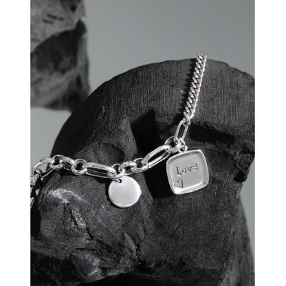 005韩版INS小众设计感复古做旧吊牌麻花链条质感S925纯银手链女