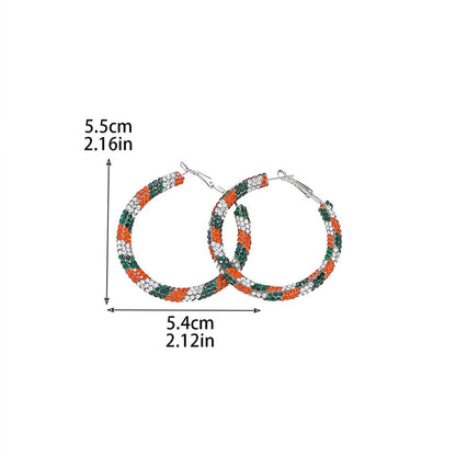 外贸热销 欧美夸张镶钻双排大圈街舞hiphop耳环耳圈 新娘耳饰批发