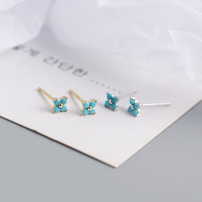 S925 Four-Leaf Flower Stud Earrings