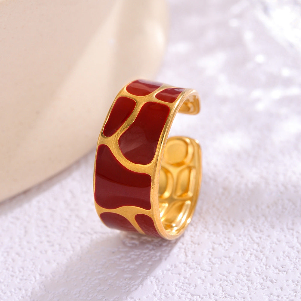 Gold-Plated Titanium Steel Teardrop Open Ring