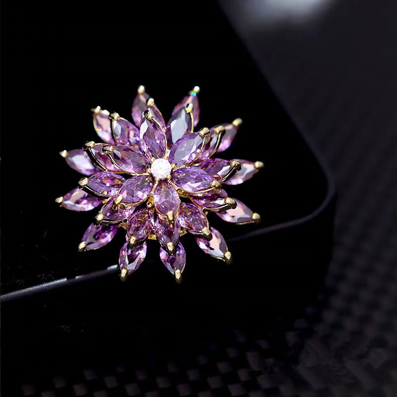 Crystal Flower Brooch