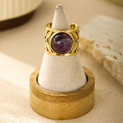 Stainless Steel Gemstone Ring