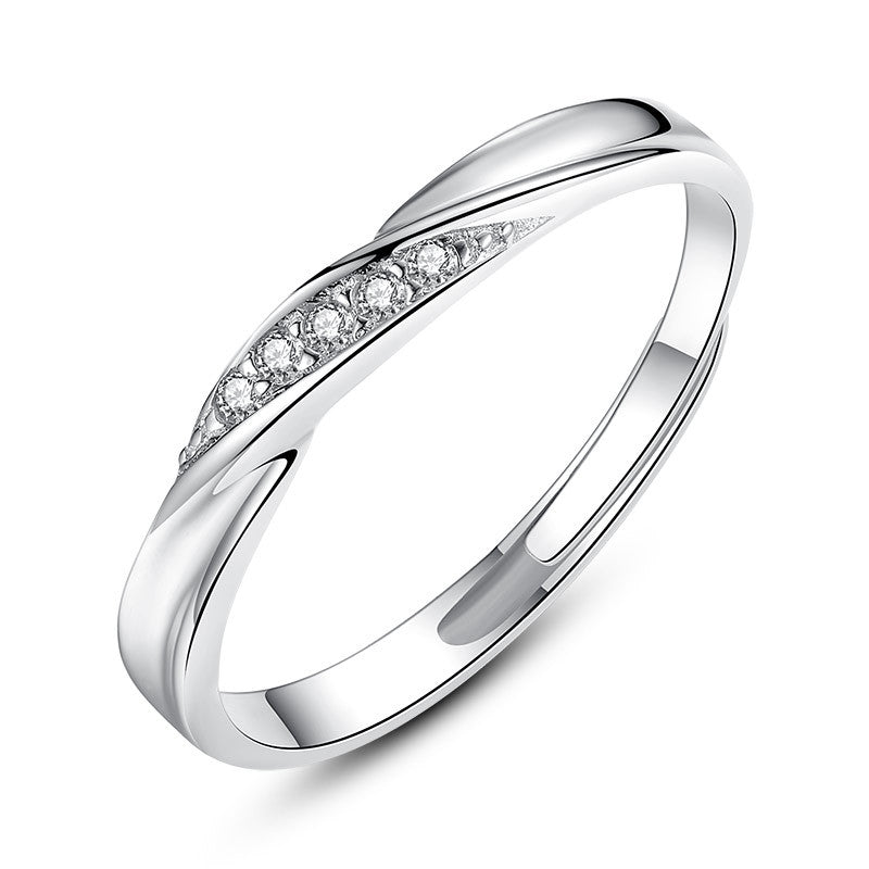 S925 White Gold Couple Ring