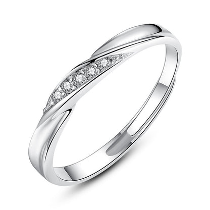 S925 White Gold Couple Ring