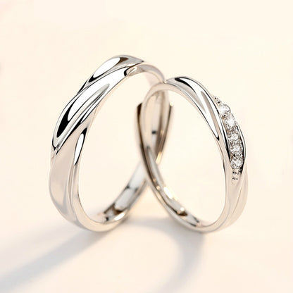 S925 White Gold Couple Ring