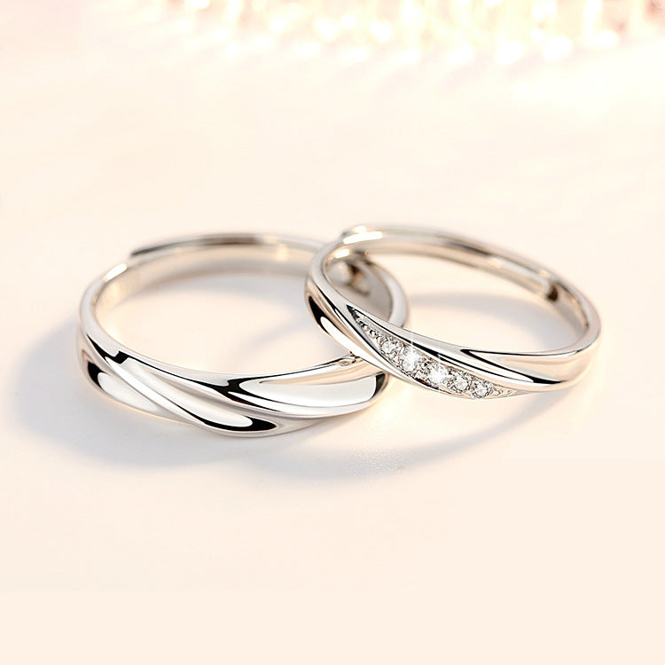 S925 White Gold Couple Ring