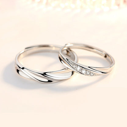 S925 White Gold Couple Ring