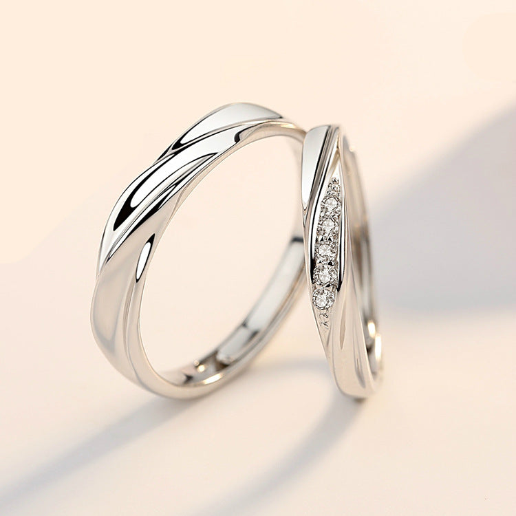 S925 White Gold Couple Ring