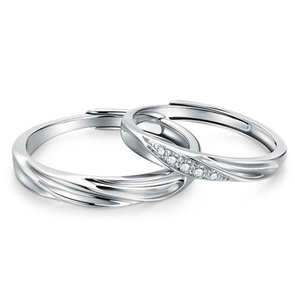 S925 White Gold Couple Ring