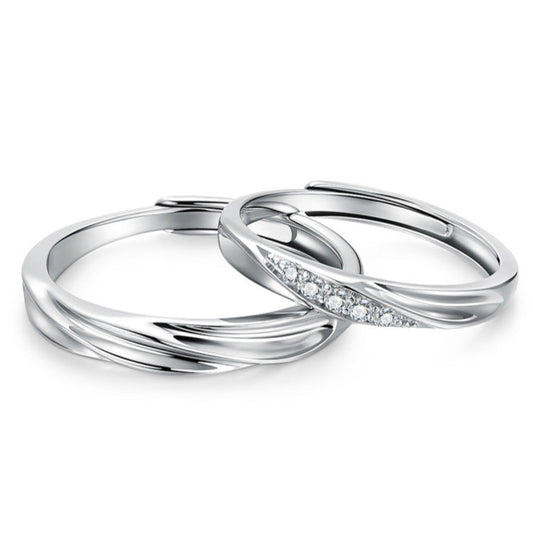 S925 White Gold Couple Ring