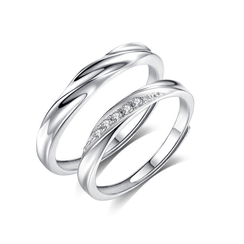S925 White Gold Couple Ring