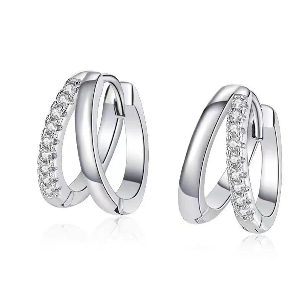 925 Silver CZ Hoop Earrings
