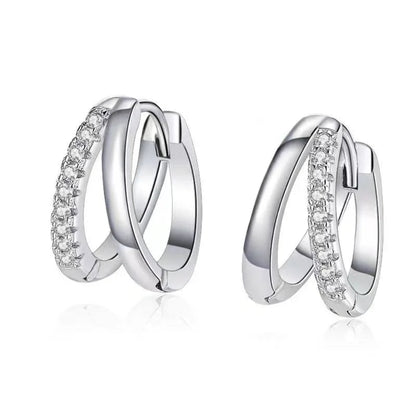 925 Silver CZ Hoop Earrings
