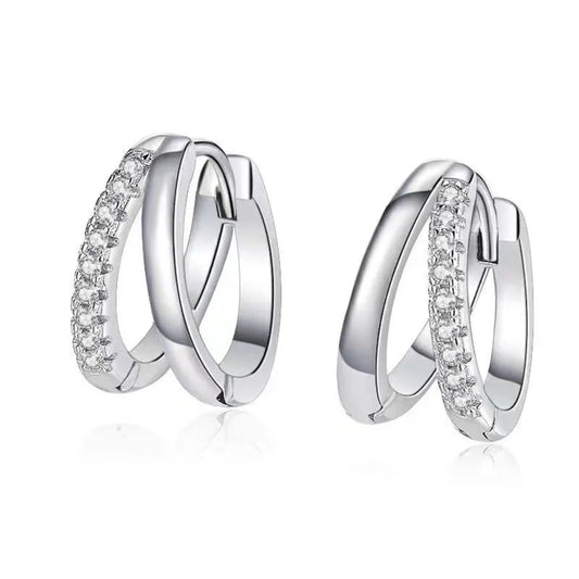 925 Silver CZ Hoop Earrings