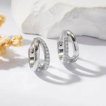 925 Silver CZ Hoop Earrings