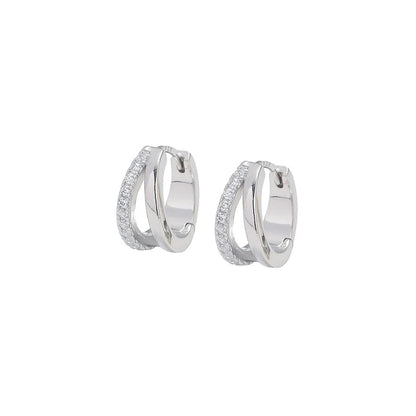 925 Silver CZ Hoop Earrings