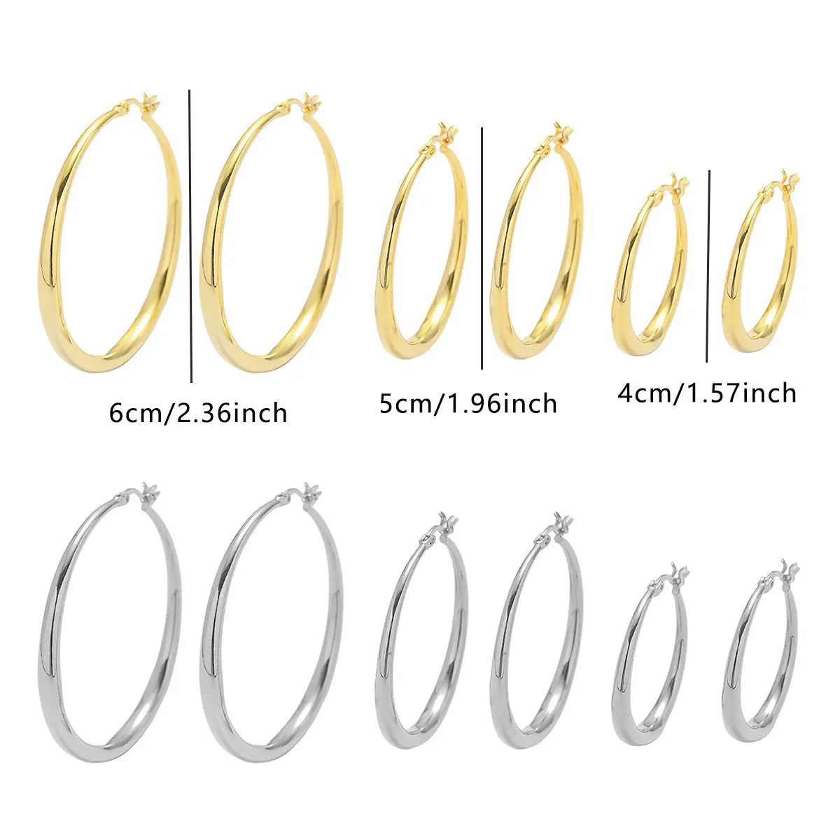 2PCS Size 4-6 cm Big Circle Hollow Hoop Earrings for Women Exaggerated Metal Geometric Smooth Round Ear Jewelry