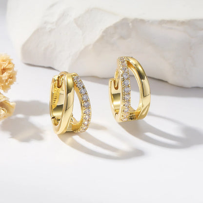 925 Silver CZ Hoop Earrings