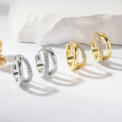 925 Silver CZ Hoop Earrings