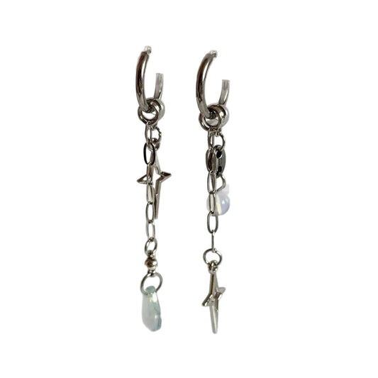 Titanium Steel Cross Teardrop Earrings