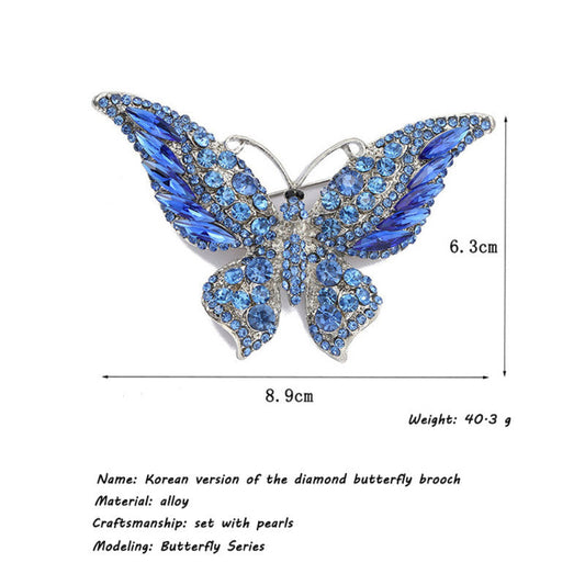 Alloy Butterfly Crystal Brooch