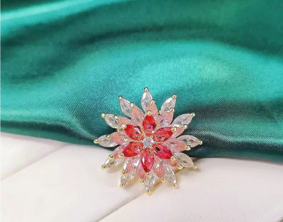 Crystal Flower Brooch