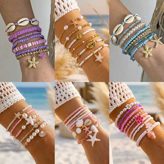 Starfish Shell Bracelet Set