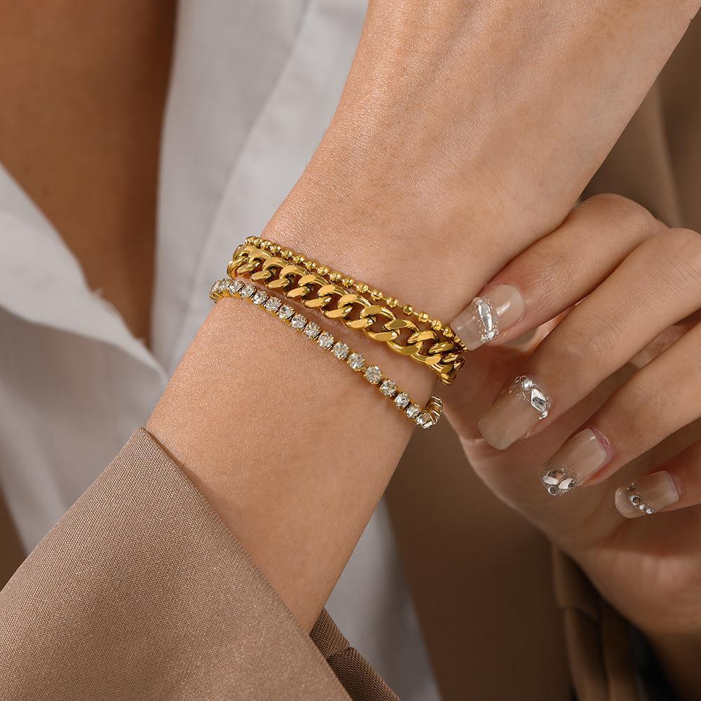 Triple CZ Stainless Steel Bracelet