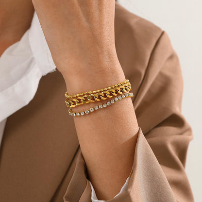 Triple CZ Stainless Steel Bracelet