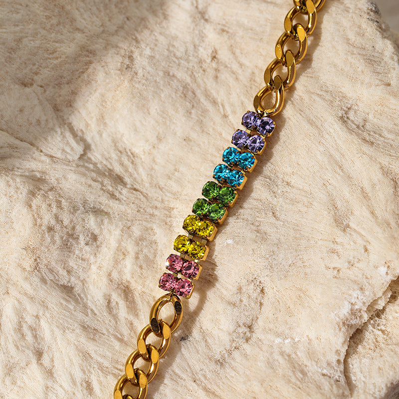 Colorful Zirconia Stainless Steel Bracelet