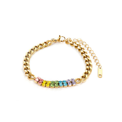Colorful Zirconia Stainless Steel Bracelet