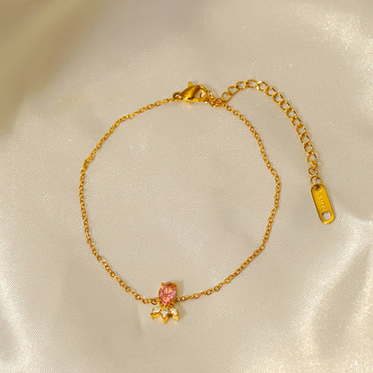 Pink Zirconia Stainless Steel Bracelet