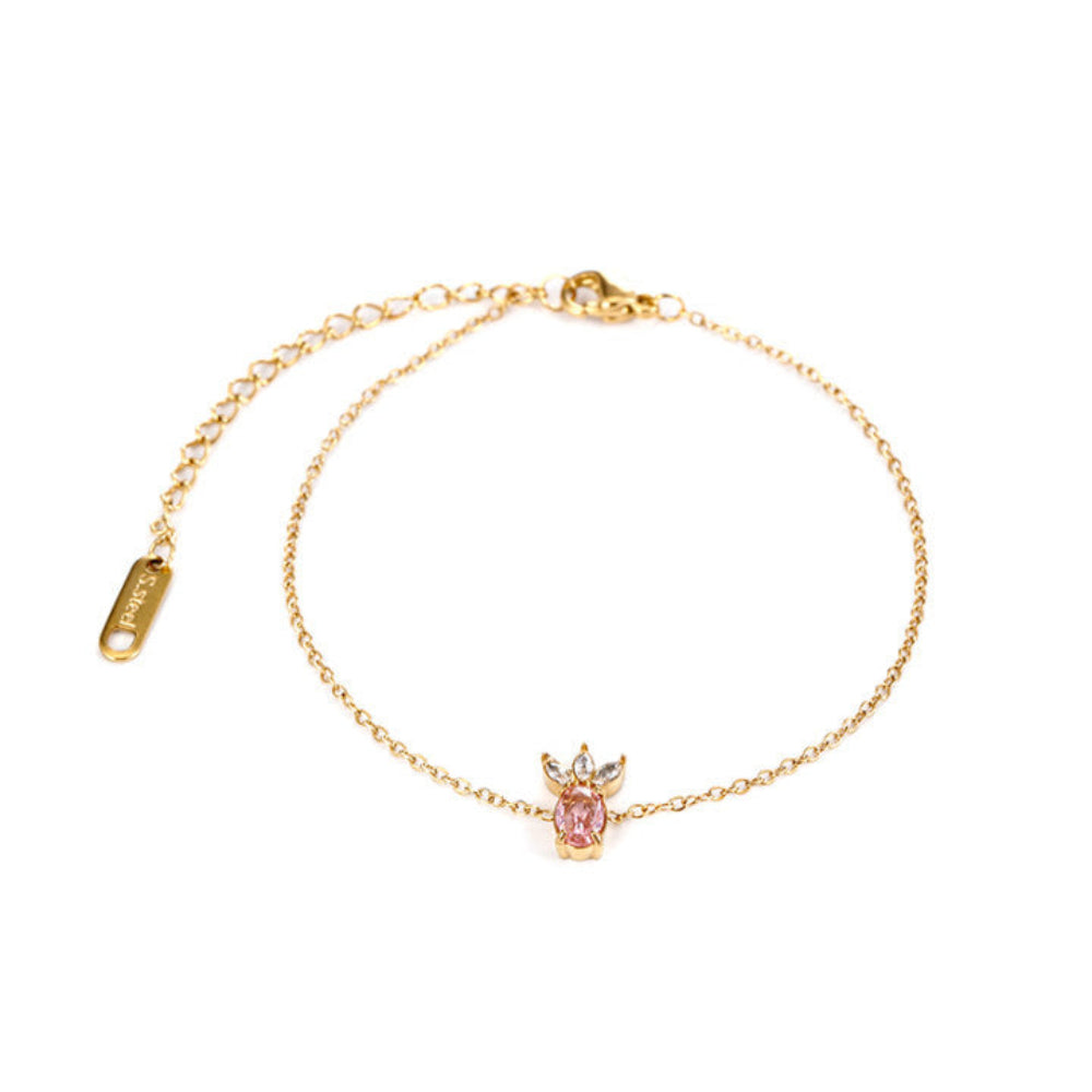 Pink Zirconia Stainless Steel Bracelet