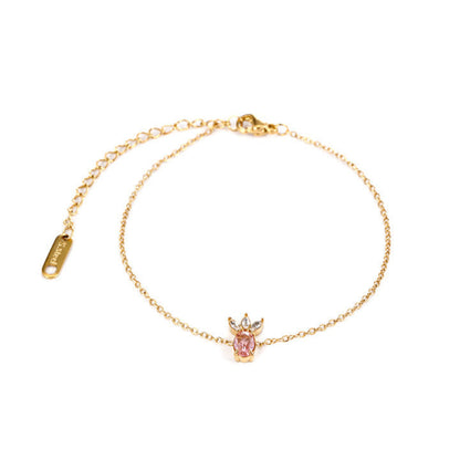Pink Zirconia Stainless Steel Bracelet