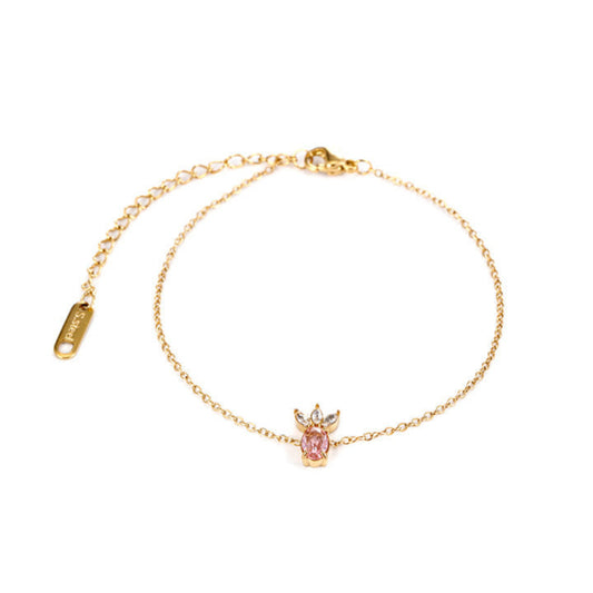 Pink Zirconia Stainless Steel Bracelet